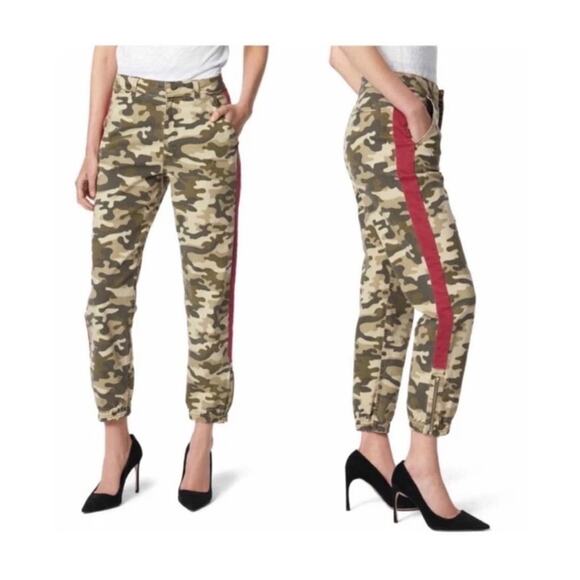 Joe's Women's Green Joggers Camo High Waist Ankle Zippers Pants Size 32 - Picture 1 of 8